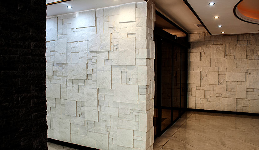 سنگ بتن اکسپوز صدر استون طرح کلودی در طراحی داخلی ساختمان