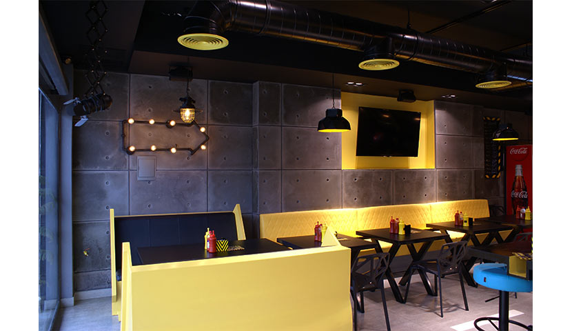 سنگ بتن اکسپوز صدر استون  در طراحی داخلی رستوران