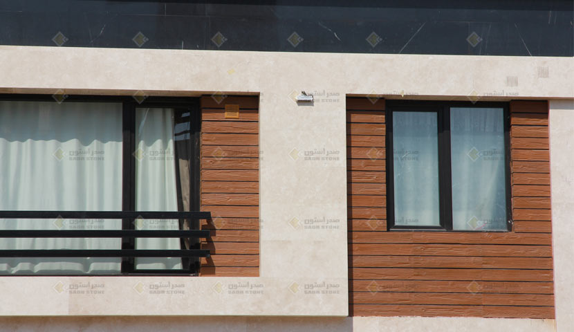سنگ بتن اکسپوز صدر استون طرح چوب در طراحی نمای منزل