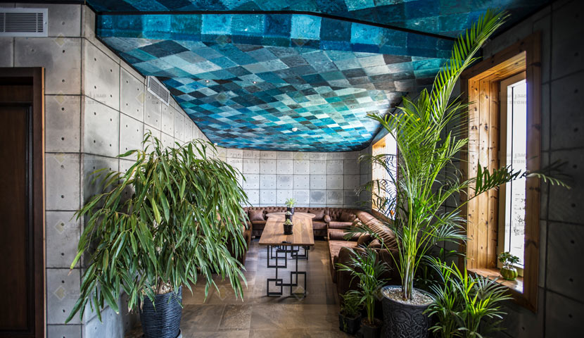 سنگ بتن اکسپوز صدر استون در طراحی داخلی رستوران