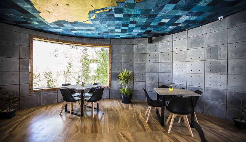 Restaurant design with Sadr Stone exposed concrete tiles